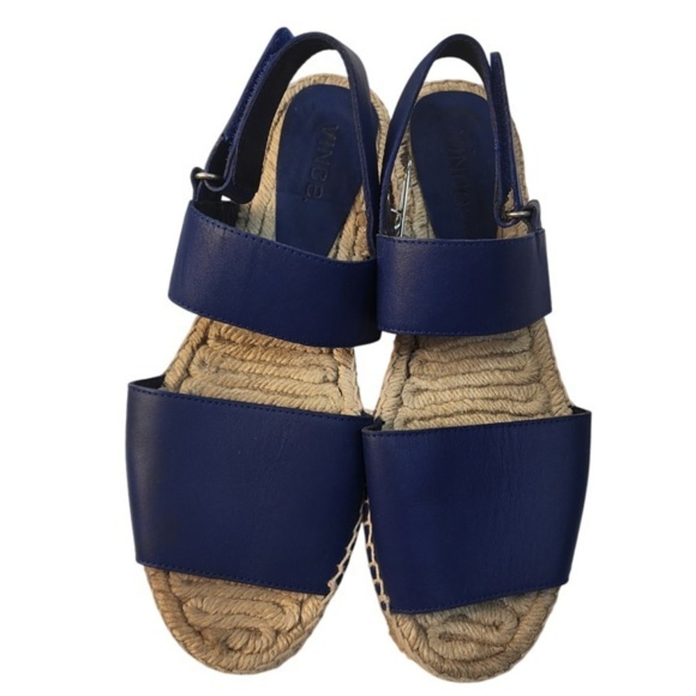 Vince Royal Blue Leather Espadrille Slingback Sandals